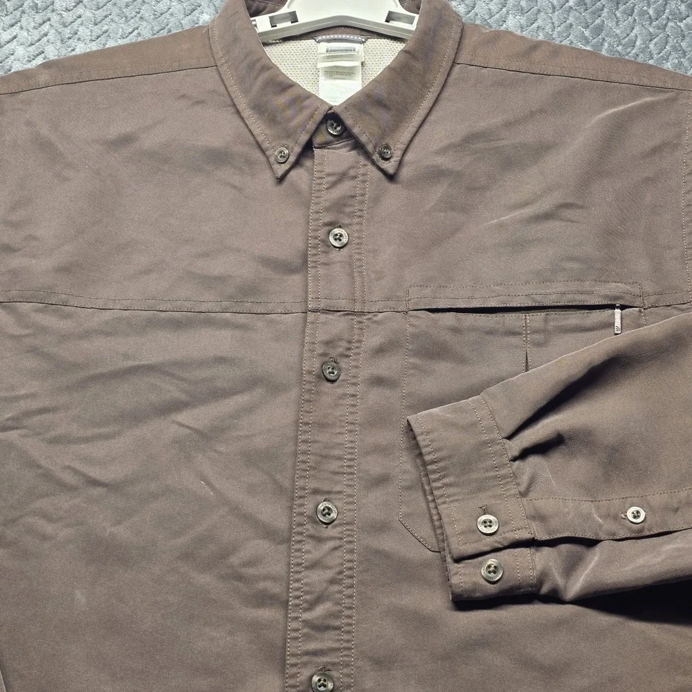 THE NORTH FACE Men's XL Brown ACCX Roll Tab Button‎ Down Shirt Long Sleeve Shirt